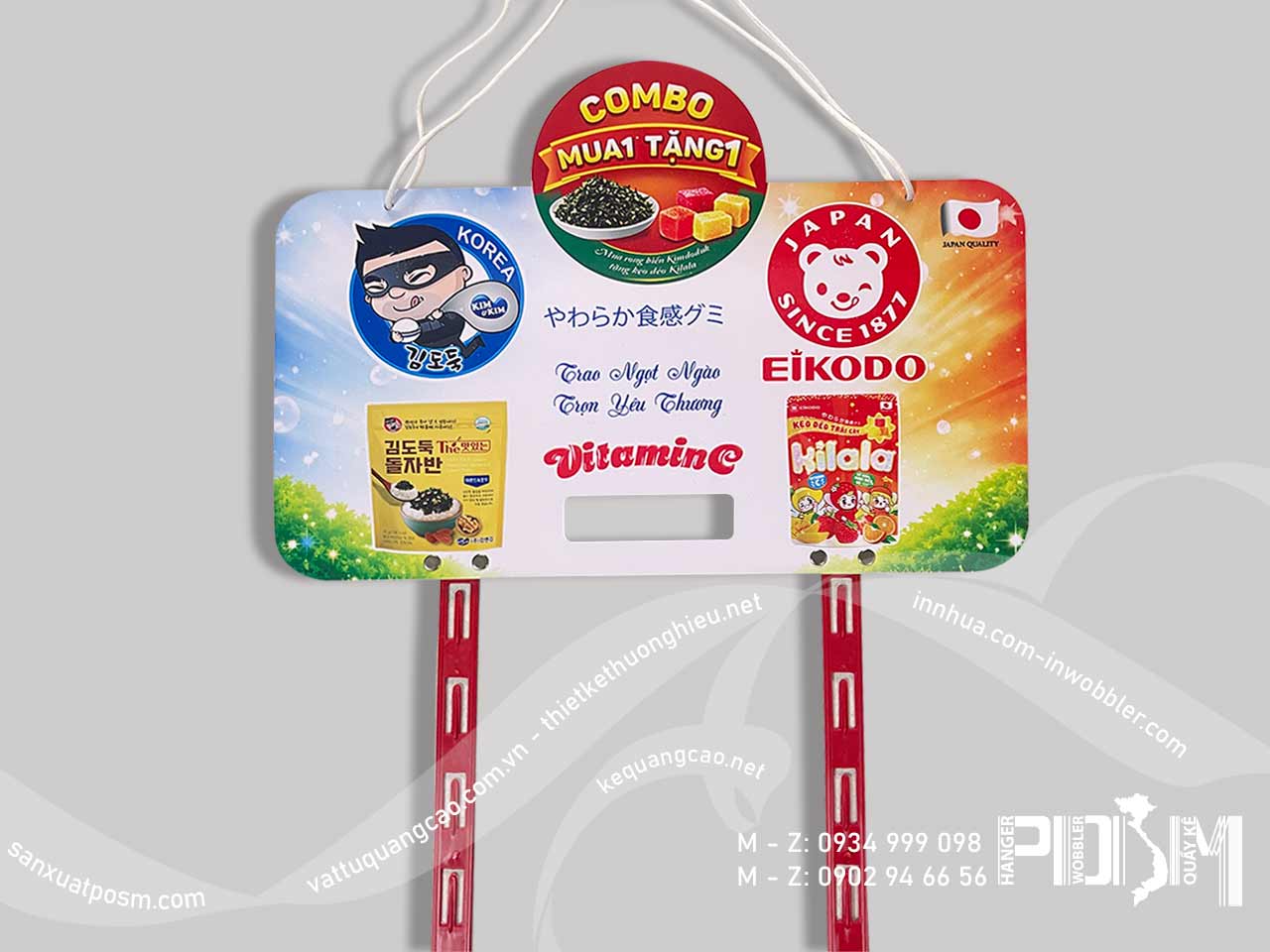 Hanger vỉ treo và dây nhựa treo, vừa treo túi vừa treo gói sản phẩm