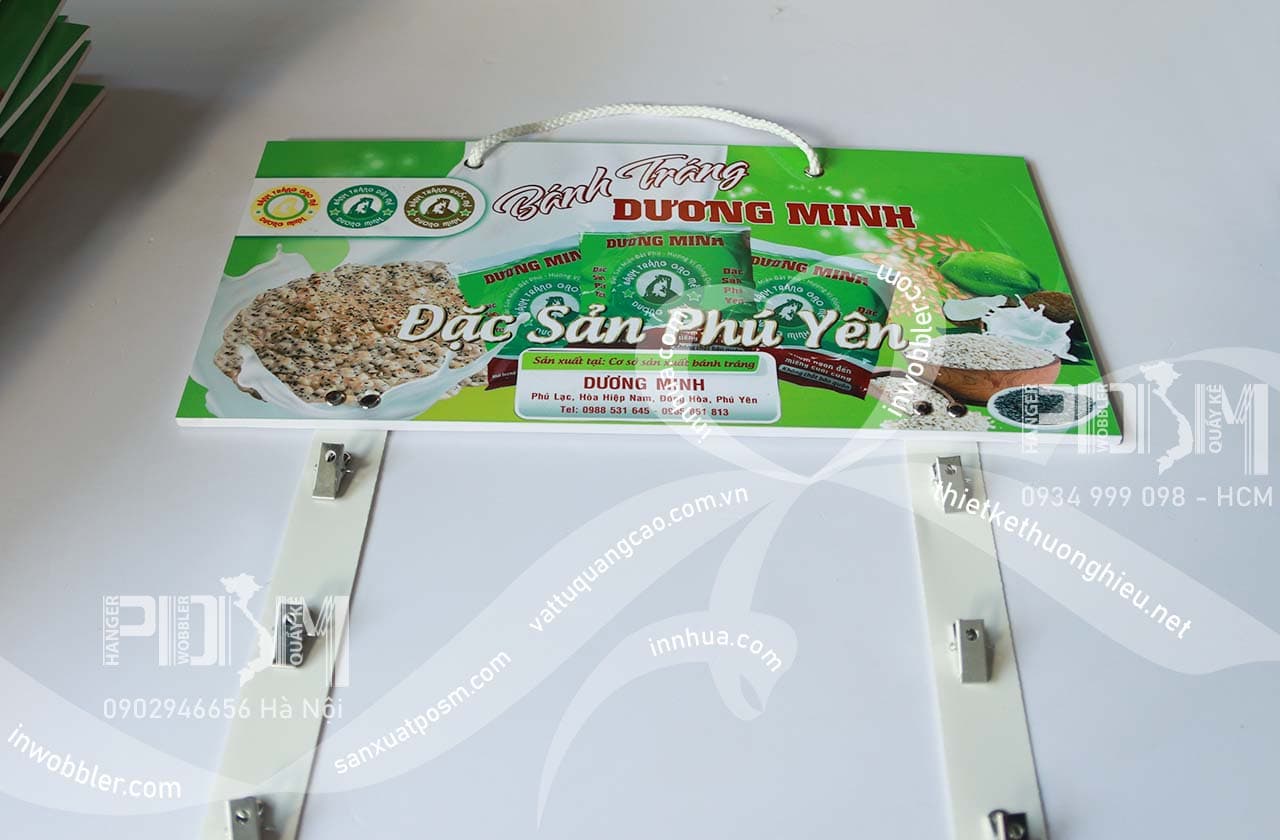 Bảng kẹp treo sản phẩm bánh tráng Phú Yên